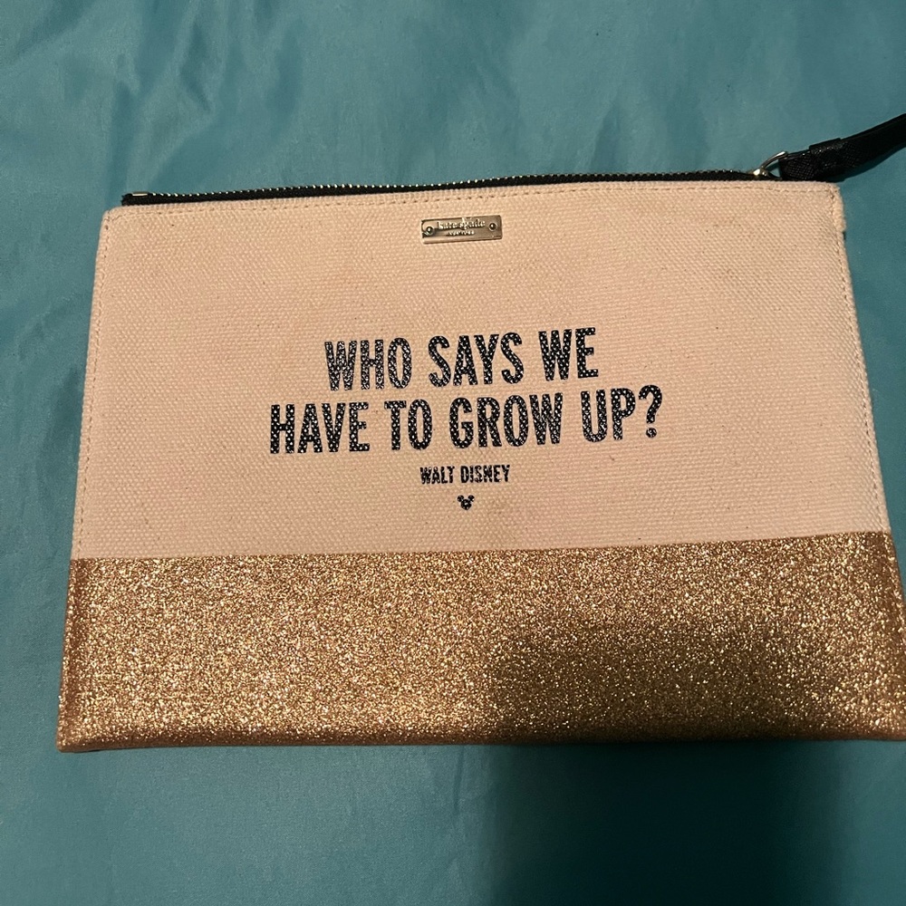 New! Kate Spade Disney Parks Who Says We Have To Grow Up Canvas Leather Pouch